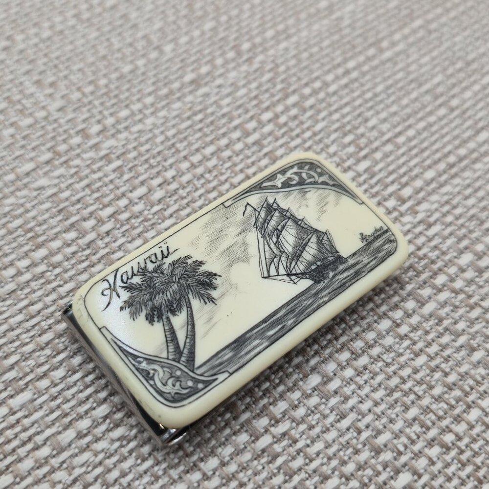 Hawaii Palm Tree And Ship Money Clip B787 - Picture 2 of 6